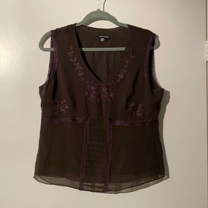 Black - purple Sleeveless blouse, size 12 , NEW!